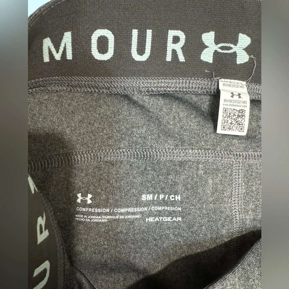 Under Armour Womens HeatGear Leggings (Small) Gray/Aqua - Picture 4 of 5